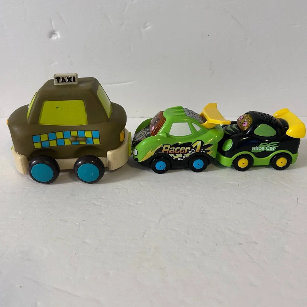 VTech Go Go Smart Wheels Race Cars and B.Toys Taxi Vehicle Lot of 3 Toddler Toys